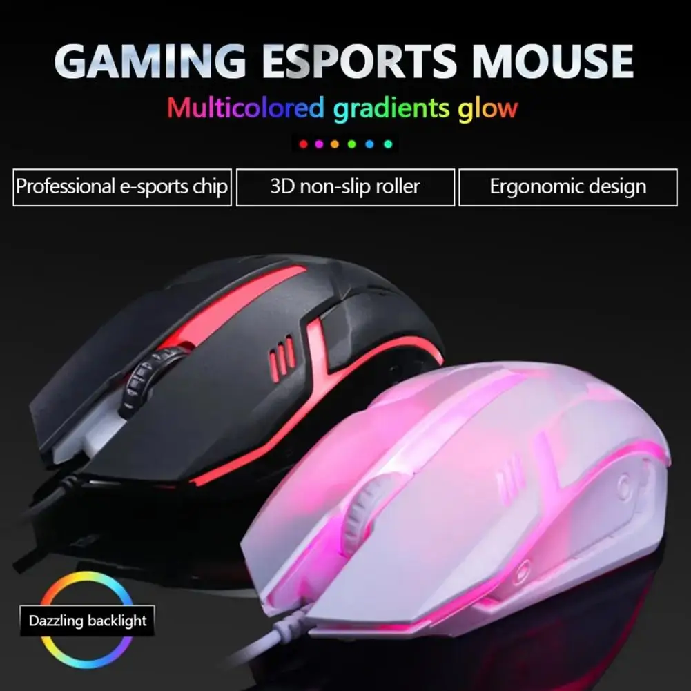 Rgb Backlight Gaming Mouse Usb Wired Gaming Mouse with Led Rgb Ergonomic High Precision Optical Mouse 1200dpi Mute Desktop