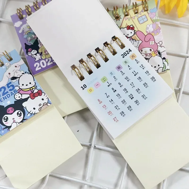 Mini 2025 Sanrio Kawaii Desk Calendar Kuromi Cartoon Pocket Anime Calendars Wholesale Hello Kitty My Melody Planner Decor Gifts