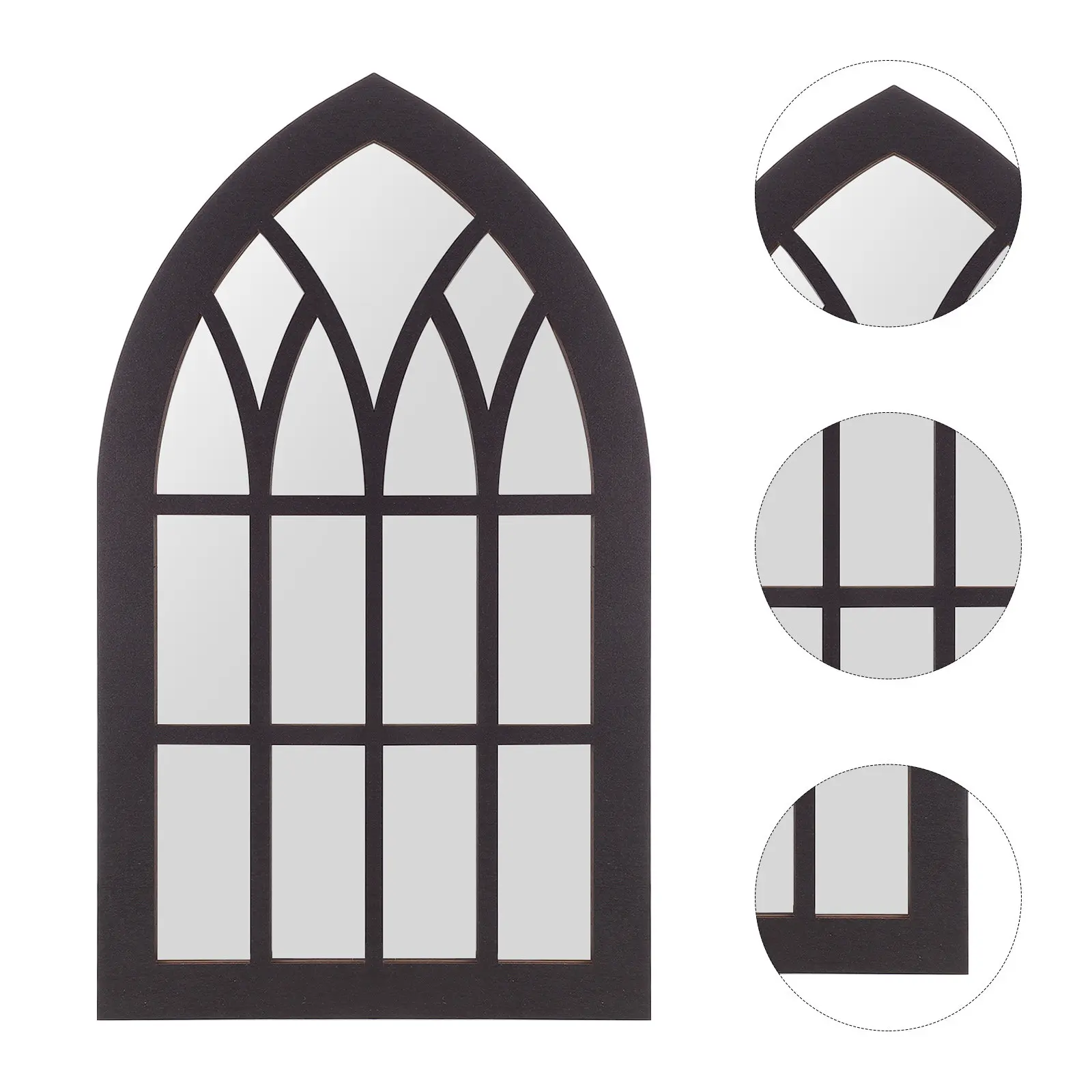 Gothic Arch Window Frame Rustic Black Faux Castle Panel Wall Decor Vintage Church Style Arched Cathedral Window Frame