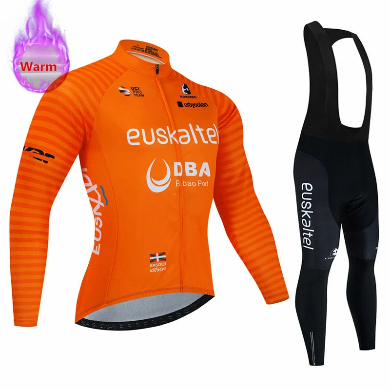 EUSKADI Winter Warm Thermal Fleece Set Cycling Clothes Men Bicycle Jersey Sport Riding MTB Bike Clothing Maillot Ciclismo Hombre