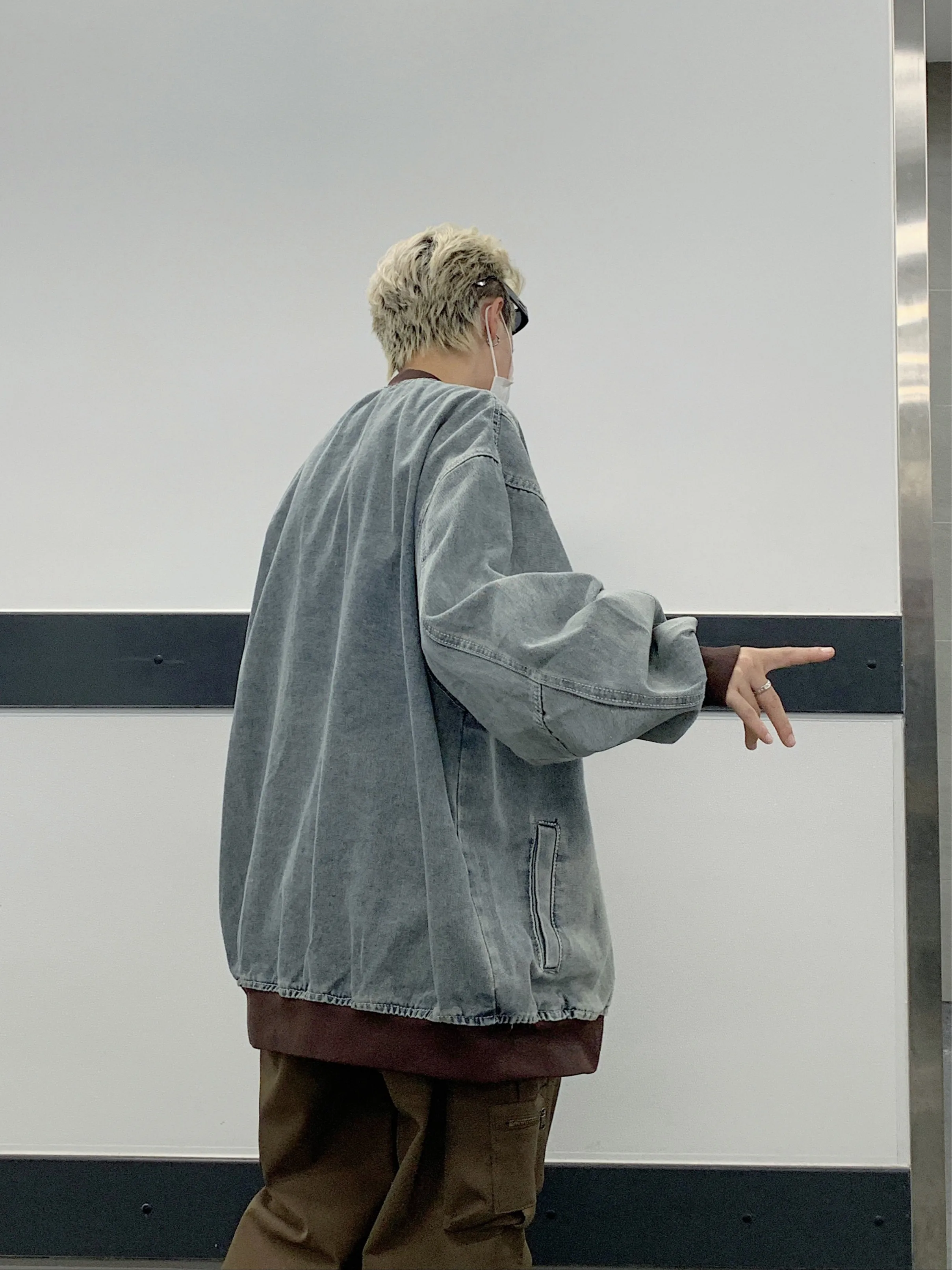 

Мужская джинсовая куртка-пальто в готическом стиле Angels, с эффектом потертости, в западном стиле, теплая, для активного отдыха, с подкладкой, карго, для развлечений