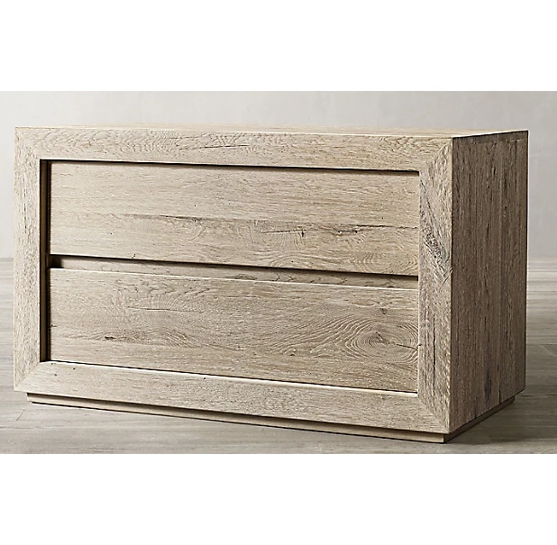 

Indoor Bedroom Furniture Solid Oak Wooden Two Drawers Bedside Table Nightstand