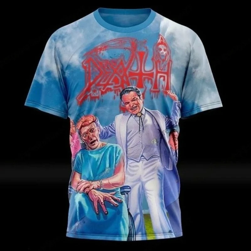 Heavy metal rock band death 3D printed T-shirt men's and women's fashion street American retro hip-hop short sleeved top