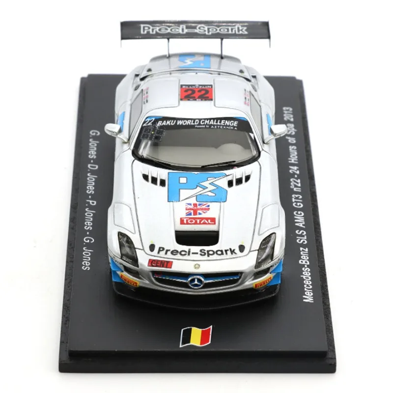 1/43 SLS GT3 2013 SPA 24시간 다이캐스팅 시뮬레이션 수지 자동차 모델 재고 있음, 소년 장난감, 성인 수집용 장식품.