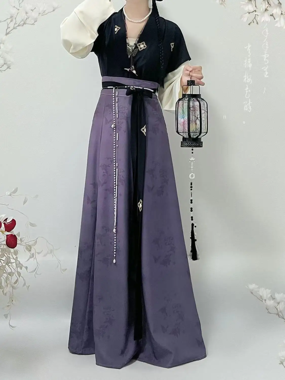 

Authentic Tang Dynasty Hanfu - Women's Beizi & Eight-Piece Poqun Set, Elegant Chinese Outfit Hanfu Woman Traditional Daily Wear