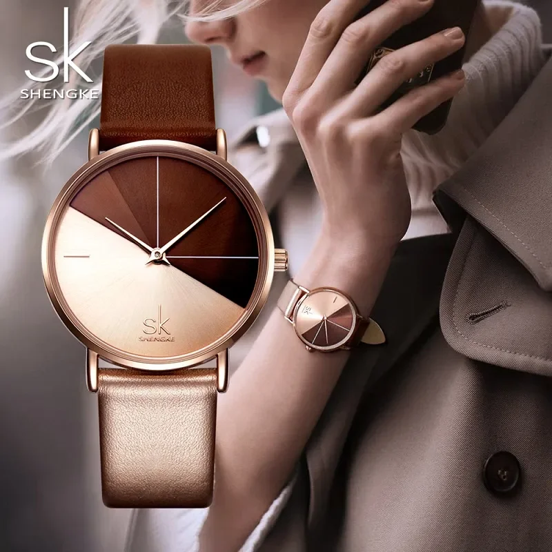 Shengke Ladies Gift Set Watches Original Design Top Brand Women\'s Quartz Wristwatches Female Creative Clock Package Montre Femme