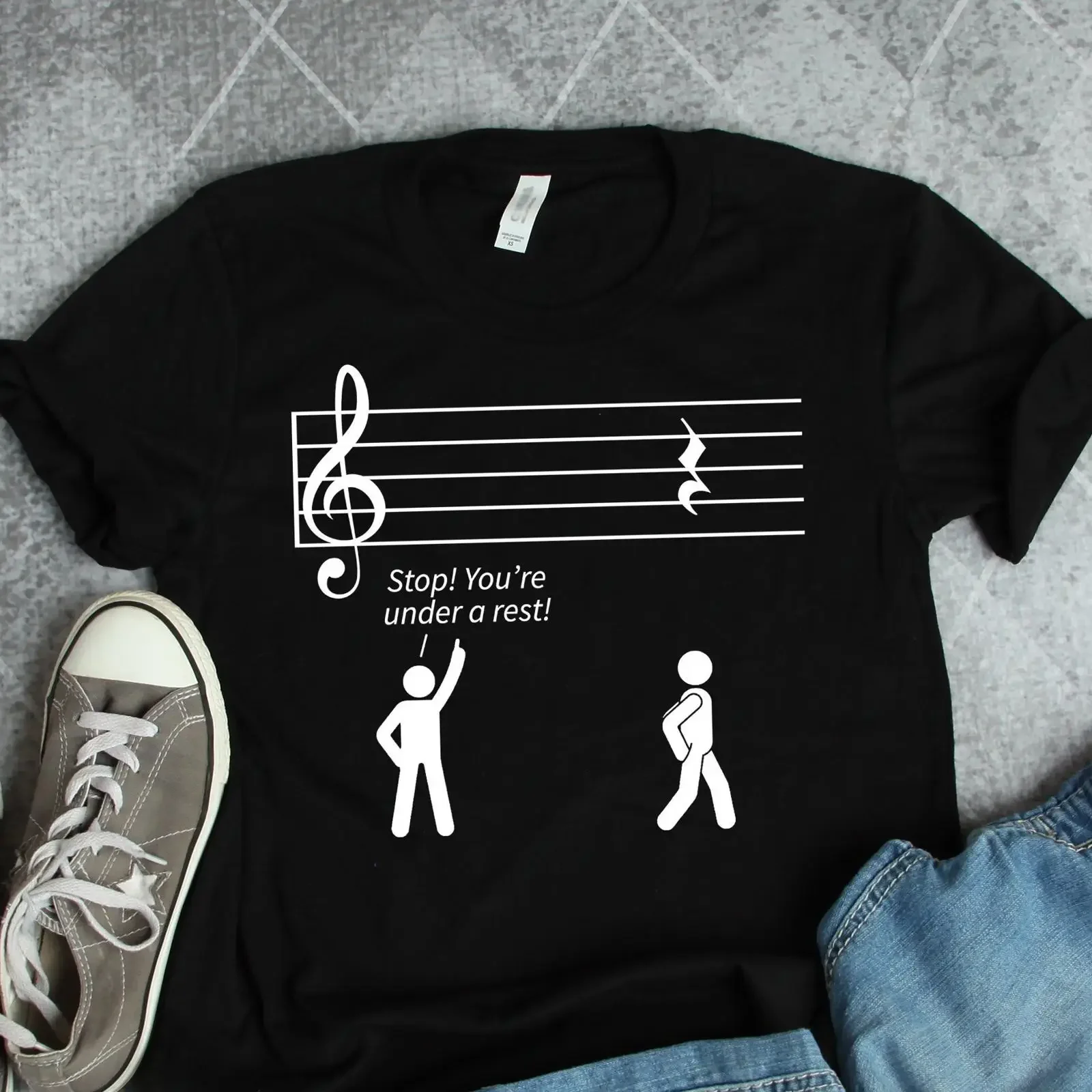 Stop Under a Rest Music T Shirt Band Orchestra s Musician vintage Washed Soft Slightly Top For Everyday Wear Stylish