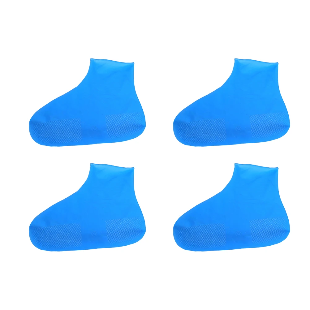 2 Pairs Shoe Cover Anti-slip Waterproof Covers Safety Shoes Thicken Rain Protector Boot Reusable Blue for Man