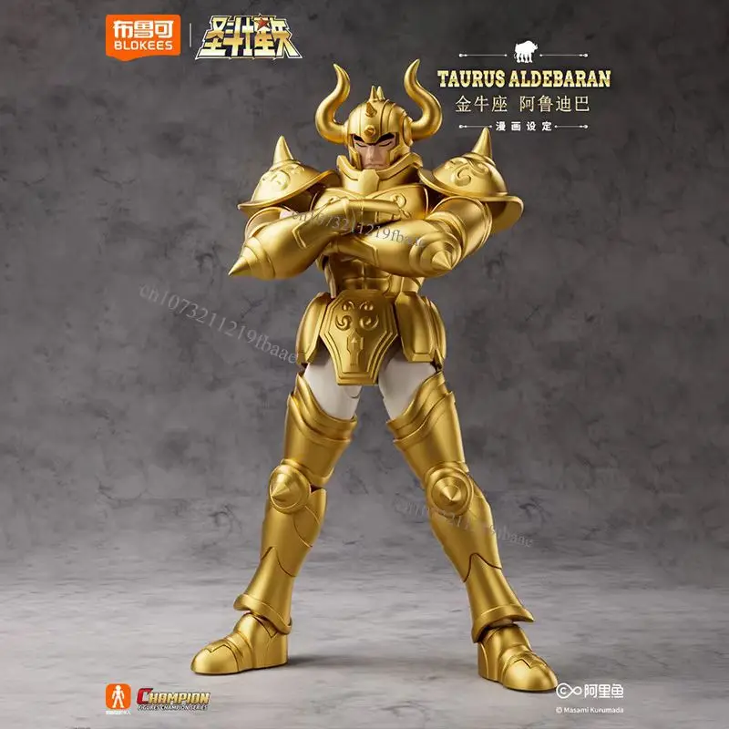 Novo original blokees saint seiya taurus aldebaran figura de ação aiolos pegasus mu aiolia milo montagem modelo kit campeão classe