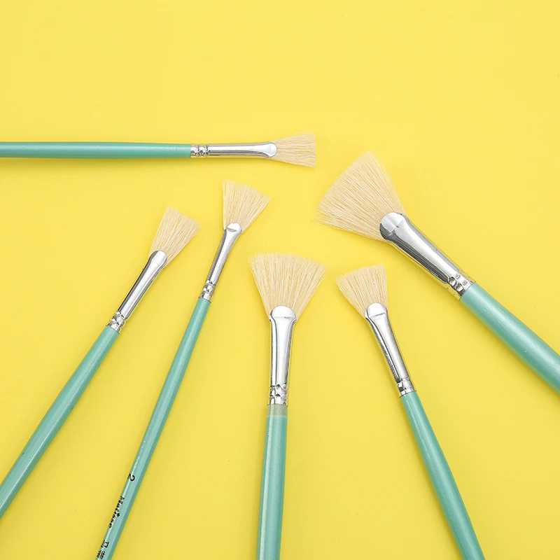 

6Pcs Pig Bristle Oil Painting Acrylic Gouache Watercolor Painting Brushes Graffiti Brushes Field Sketching Painting Brushes