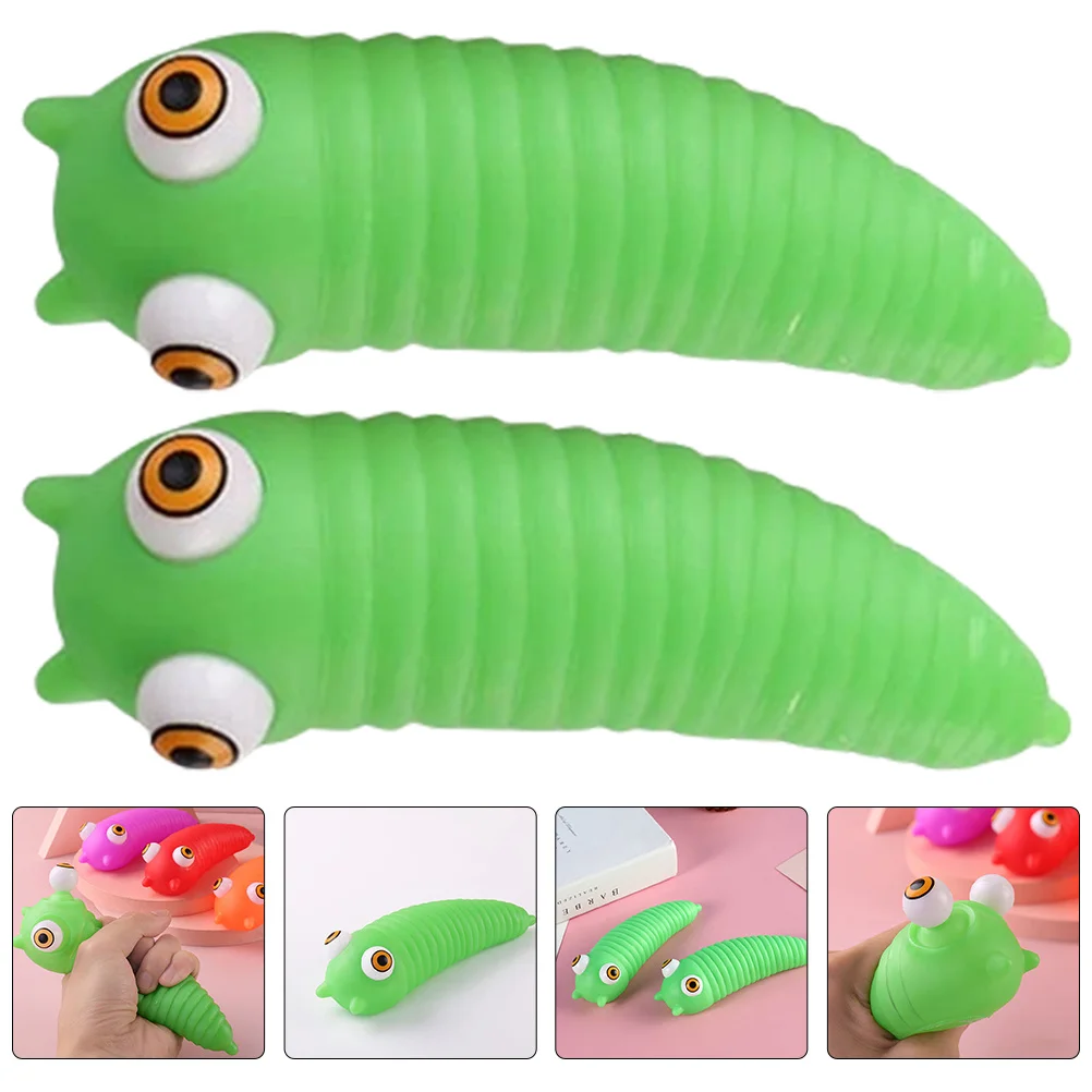 3 pz Decompressione Caterpillar Fidget Verde Spremere Sensoriale Alleviare Lo Stress Riutilizzabile Per Bambini Scrivania Per Adulti Divertimento Popping Occhi Sensoriali