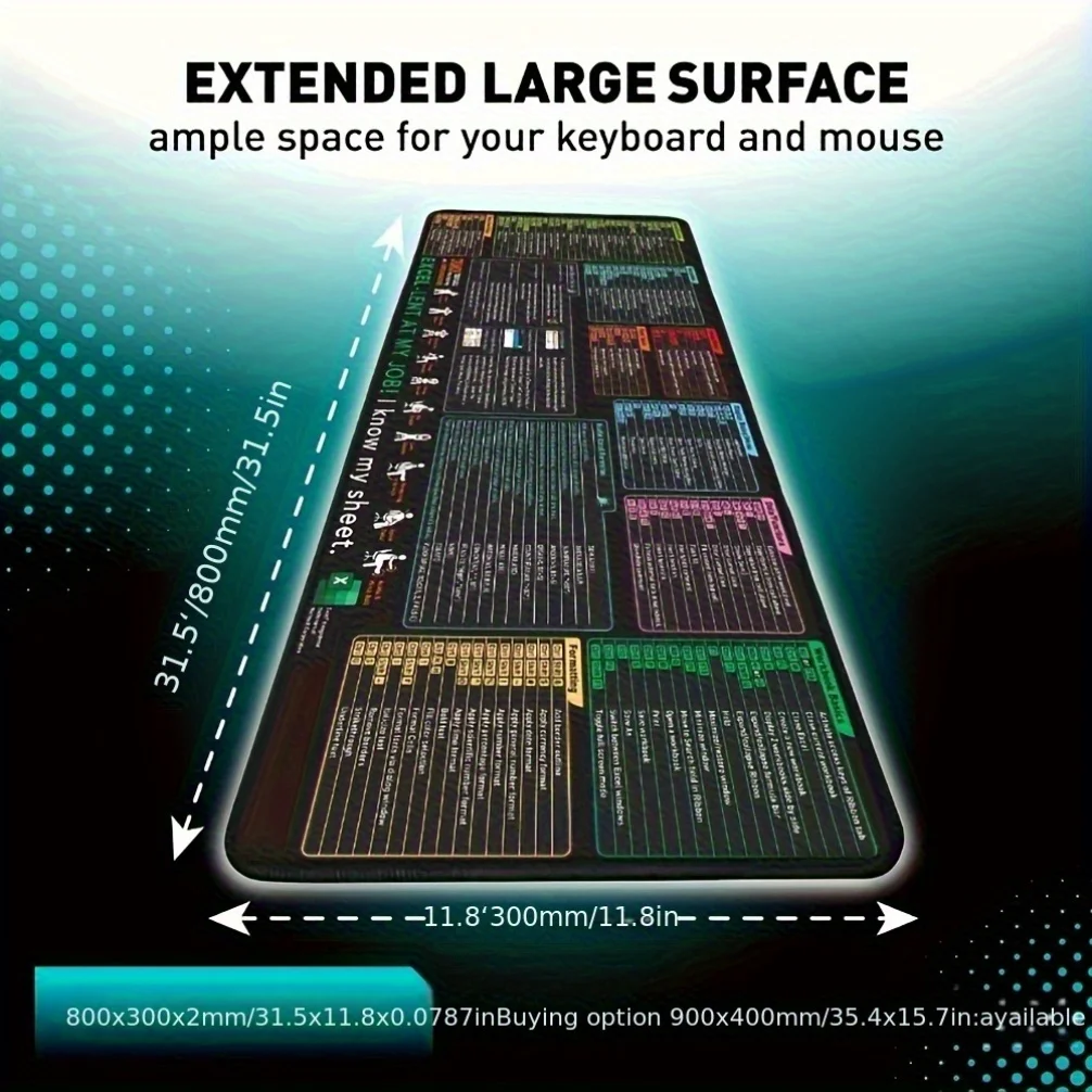 

Shortcut Keyboard Mouse Pad, Large Gaming Desk Mat with Stitched Edges, Christmas Gift for Gamers & Office Workers, Black Friday