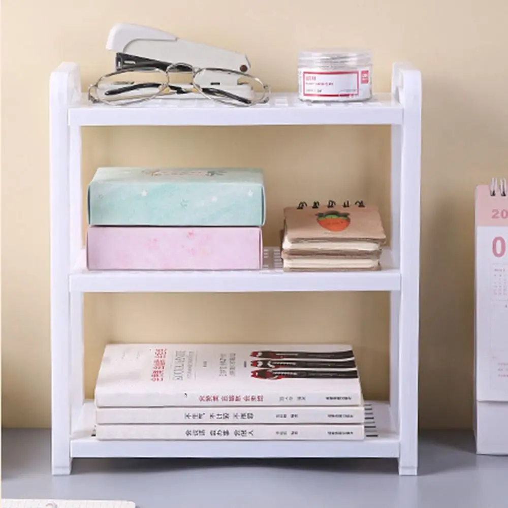Storing Blue/Pink/White Three-Layer Storage Rack Adjustable Multifunctional Plastic Desk Shelves Hollow Assembled Kitchen
