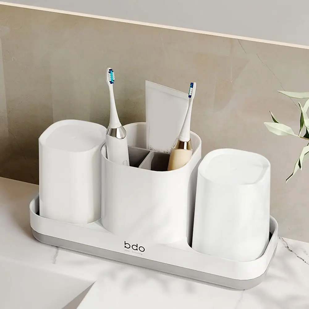 

Multifunctional Simple Toothbrush Holder Set Draining Plastic Washing Cup Rack Anti-slip Toothbrush Storage Rack for Home