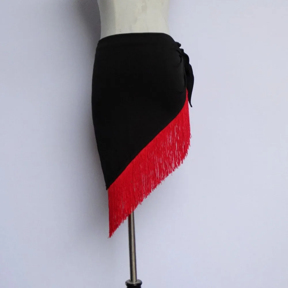 ผ้าพันเอวแบบมีชายครุยสำหรับผู้หญิง - กระโปรงเต้นลาตินแบบพันรอบตัวสำหรับซัลซ่า บาชาต้า การฝึกซ้อมและการแสดงระบำหน้าท้อง