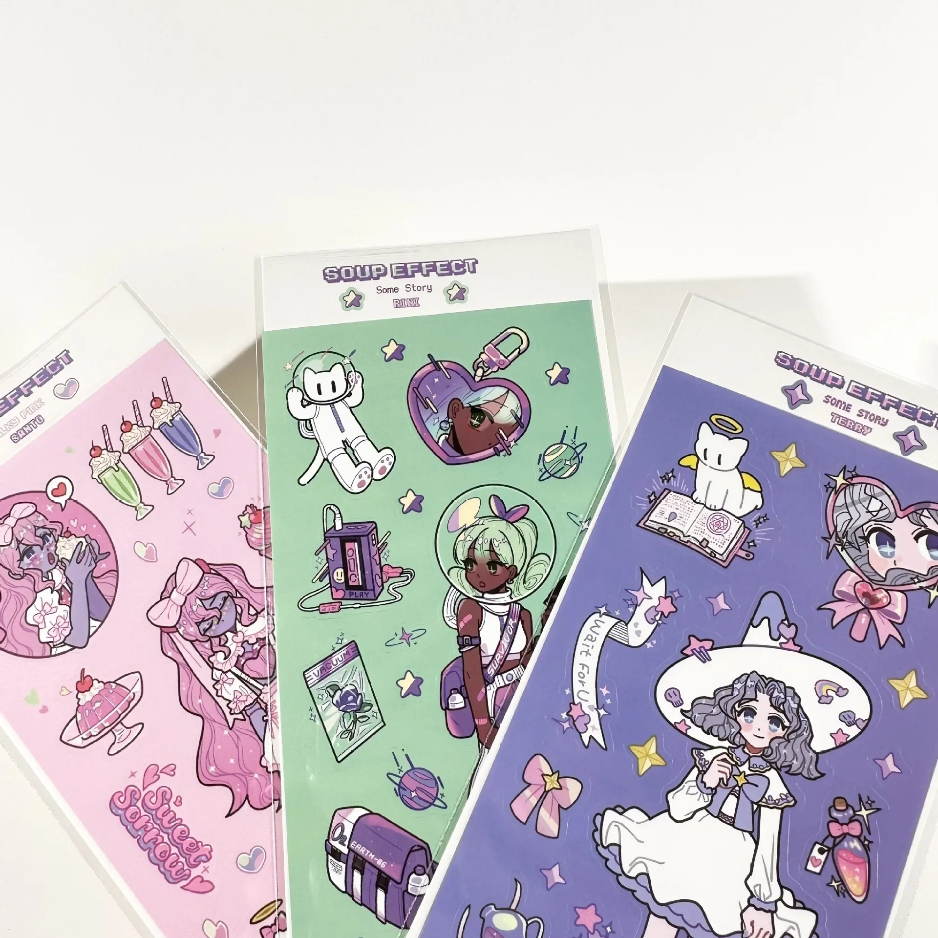 Korean sweet Asian style character sticker cute magician girl sticker decoration material Hand account stickers