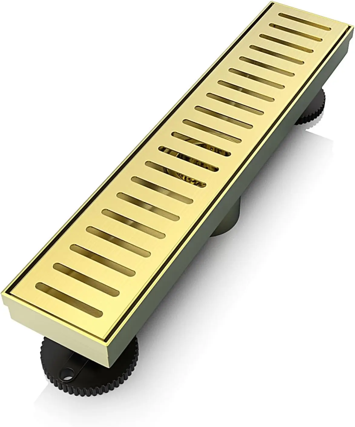 

12-Inch SUS304 Stainless Steel Linear Shower Drain CUPC Certified Rectangular Floor Drain Brushed Gold Capsule Pattern Cover