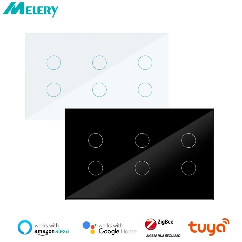 

Melery 147 ZigBee Smart Light Switch TouchGlass Panel Wireless Interuptor 4/5/6 Gang Remote Control Alexa Google Home appliance