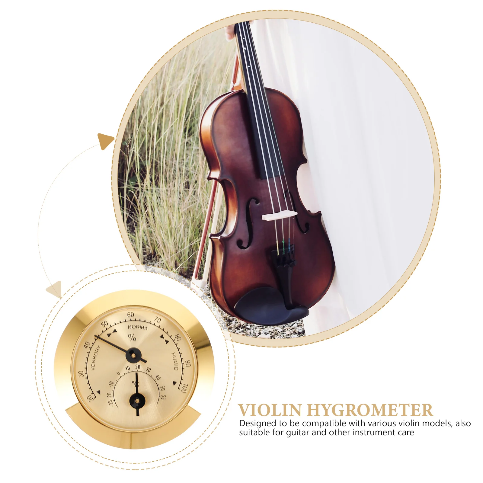 Violin Thermometer Round Hygrometer Humidity Meter Musical Instrument Guitar Care Bass Thermometer Professional Violin Supply