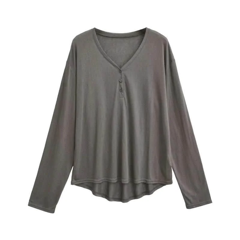 

T-shirts for Women Thin Sporty V-neck Oversized Sexy Tops Vintage Casual American Style Smock Long Sleeve Autumn Women Clothes
