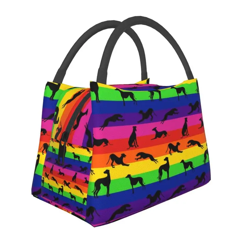 Custom Greyt Greyhound Rainbow Lunch Bags Women Cooler Warm Insulated Lunch Boxes for Work Pinic or Travel