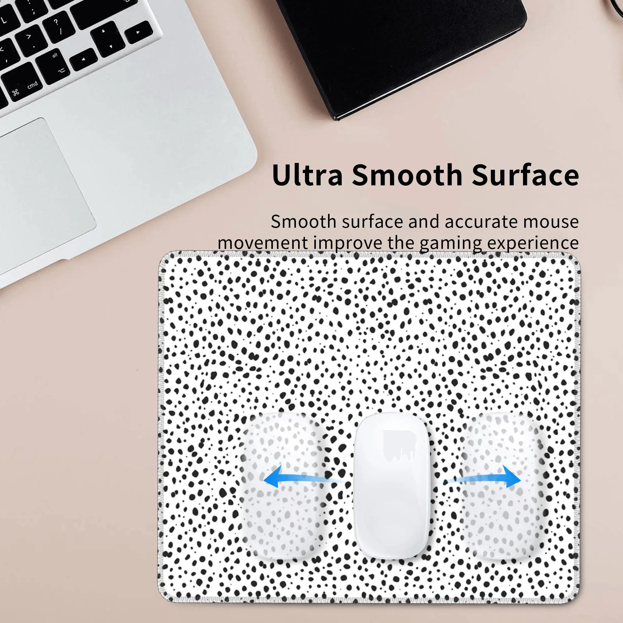 Dalmatian Spots Black and White Polka Dots Mouse Pad Computer Keyboard Mouse Mat Gaming PC Laptop Desk Mat Office Table Mats
