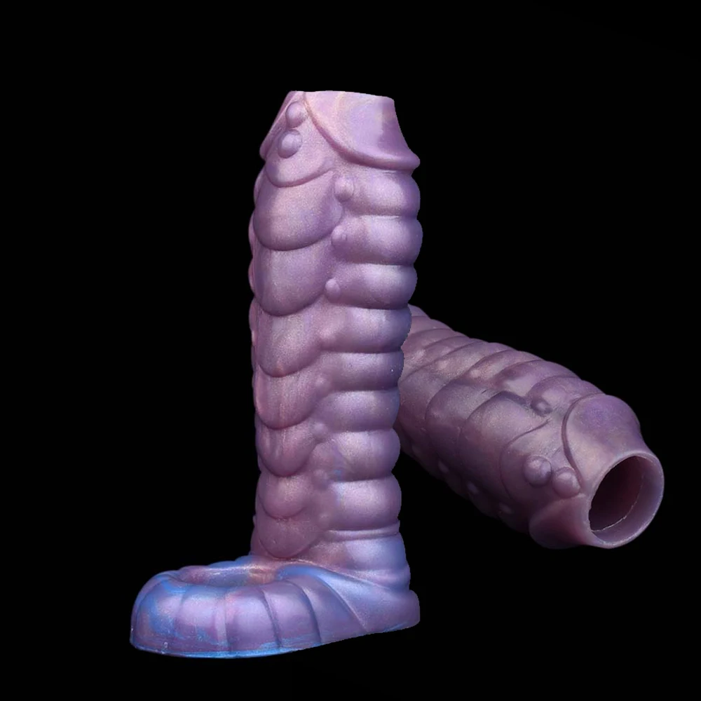 

Fantasy Ribbed Dragon Penis Sleeve Soft Silicone Sex Toys Sheath Stretchable Cock Enlargement Hollow Dildo Male Masturbator