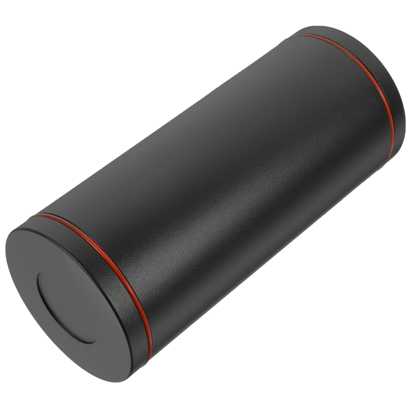 

2 Metal Car Tissue Boxes Aluminum Compact Easy Open Travel Paper Holder Black Desktop Home Office Use Cylinder Round