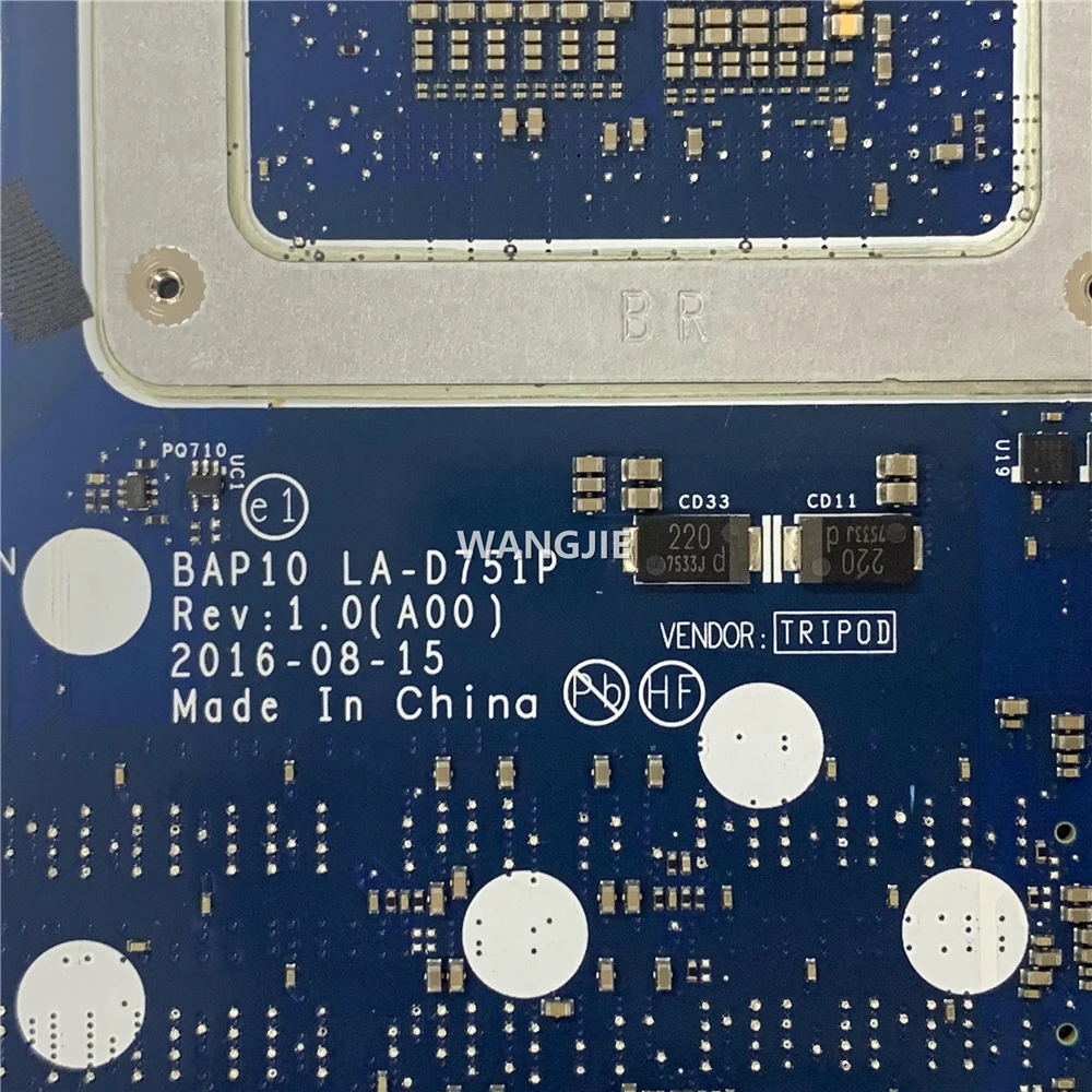 BAP10 LA-D751P Placa-mãe portátil para DELL 15 R3 17 R4, CN-0NXK67 0NXK67 NXK67 com SR32Q I7-7700HQ CPU N17E-G1-A1 GTX1060 6G