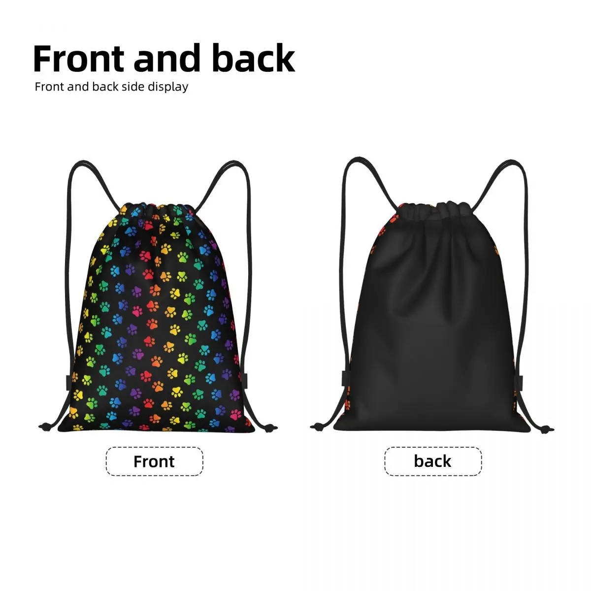 Animal Footprint Dog Paw Prints Drawstring Backpack Sports Gym Bag for Men Women Training Sackpack