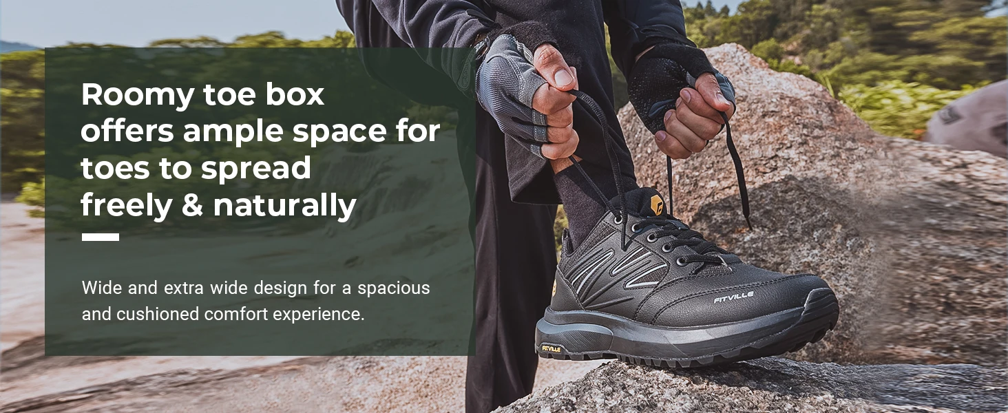 FitVille Outdoor Herren Wanderschuhe Extra Breiter Zehenbereich Trekkingschuhe Sneakers für Männer mit Rutschfester Sohle – Detail 9