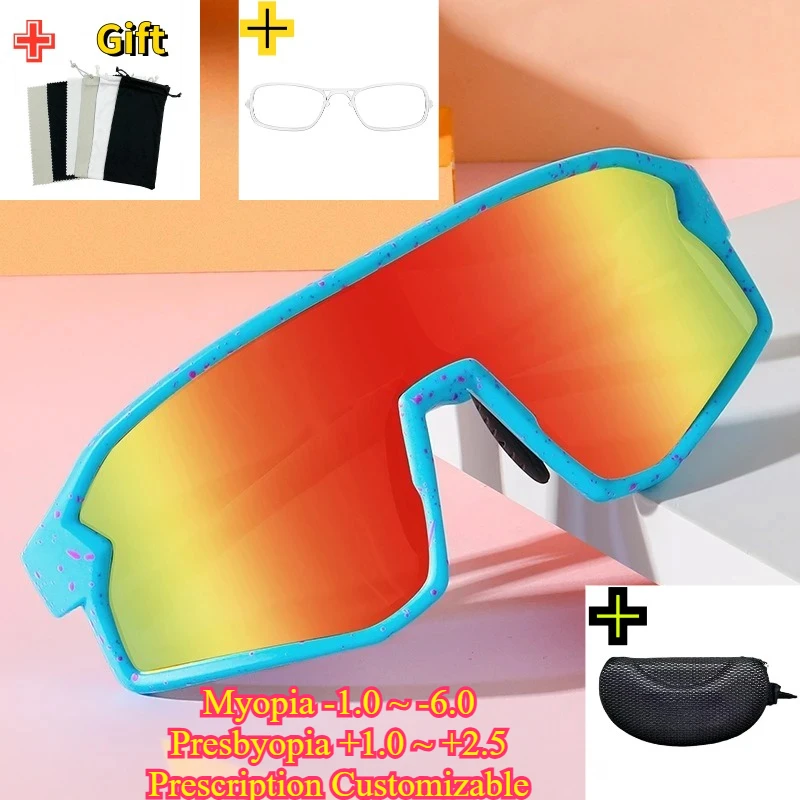 Myopia Photochromic Riding Diving Goggles Boxed HD Polarized Children Cycling Sunglasses Big Frame UV Protection Bicycle Glasses view 2