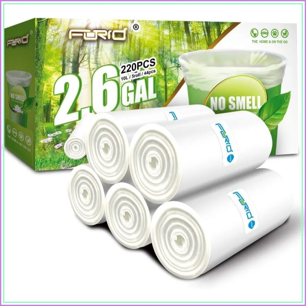 

2.6 Gallon Clear Trash Bags 220 Count – Small Garbage Bags for Bathroom Bedroom Office