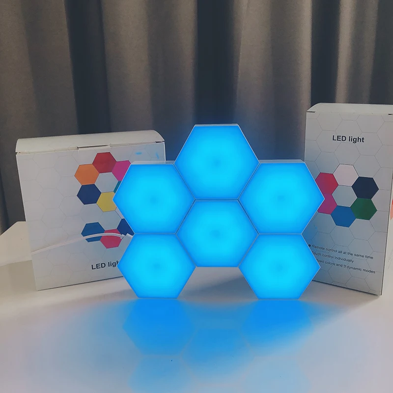 Lampa LED RGB Quantum sześciokątne światło DIY LED kolorowe lampka nocna lampka na ścianę czujnik dotykowy LED Honeycomb Light USB modułowa lampa