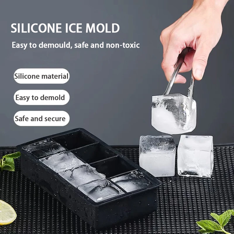 Large Food-Grade Silicone Ice Cube Tray Mold – 4/6/8/15/24/37 Grids, Multiple Colors