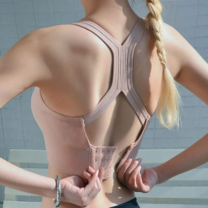 Large Size Shockproof Sports Bras Gathering Wide Shoulder Straps I-shaped Vests Beautiful Back Lingerie