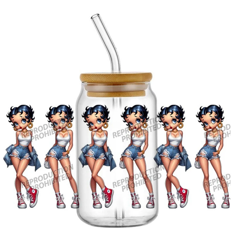 popular fashion women Butterfly UV DTF Transfer Wraps Easy Apply Fade Resistant For 16oz Glass Jar DIY Cup Stickers