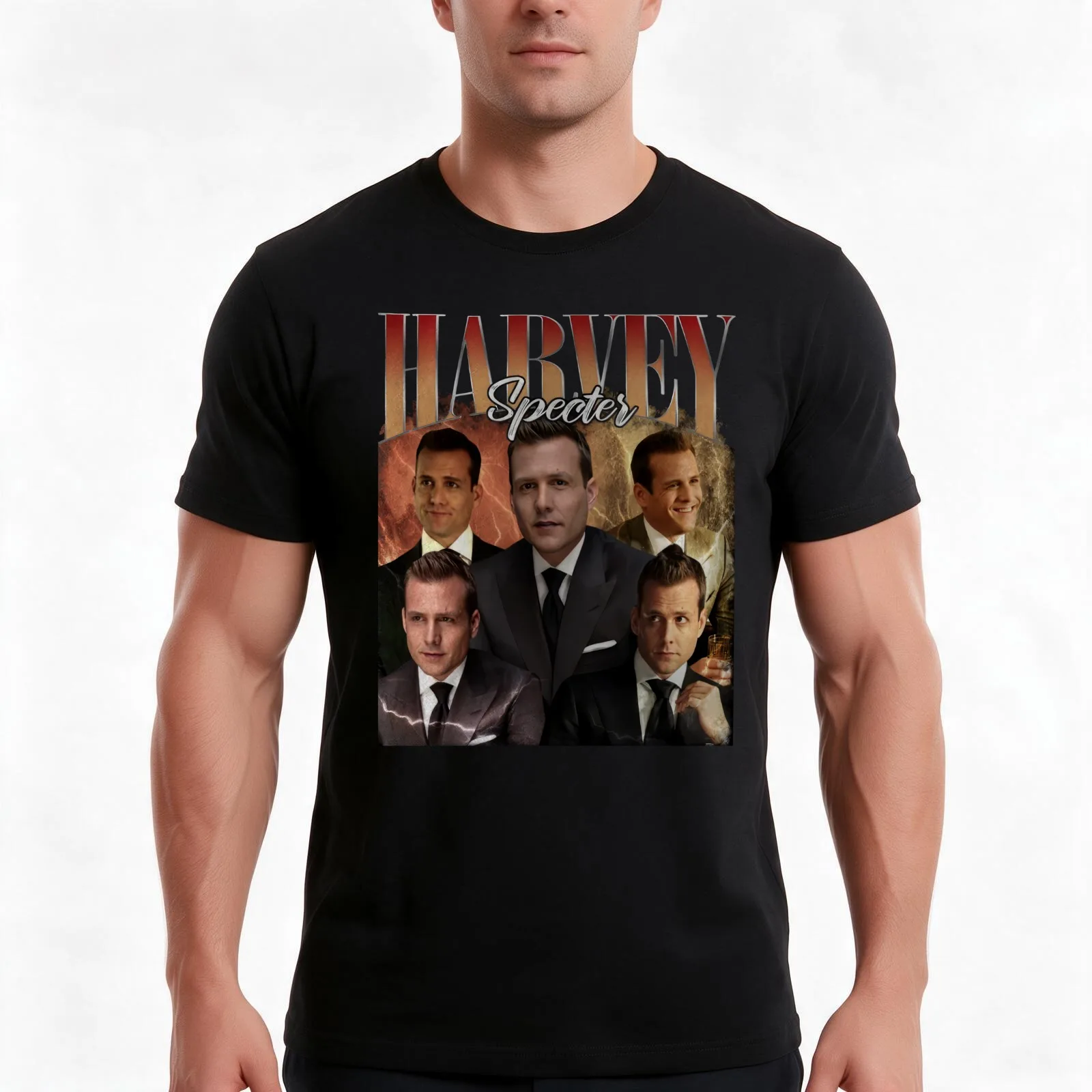 Retro Harvey Specter T-Shirt, Summer Casual Cotton Tee, Oversized Streetwear Tops, Vintage Graphic Print, Loose Fit Short Sleeve