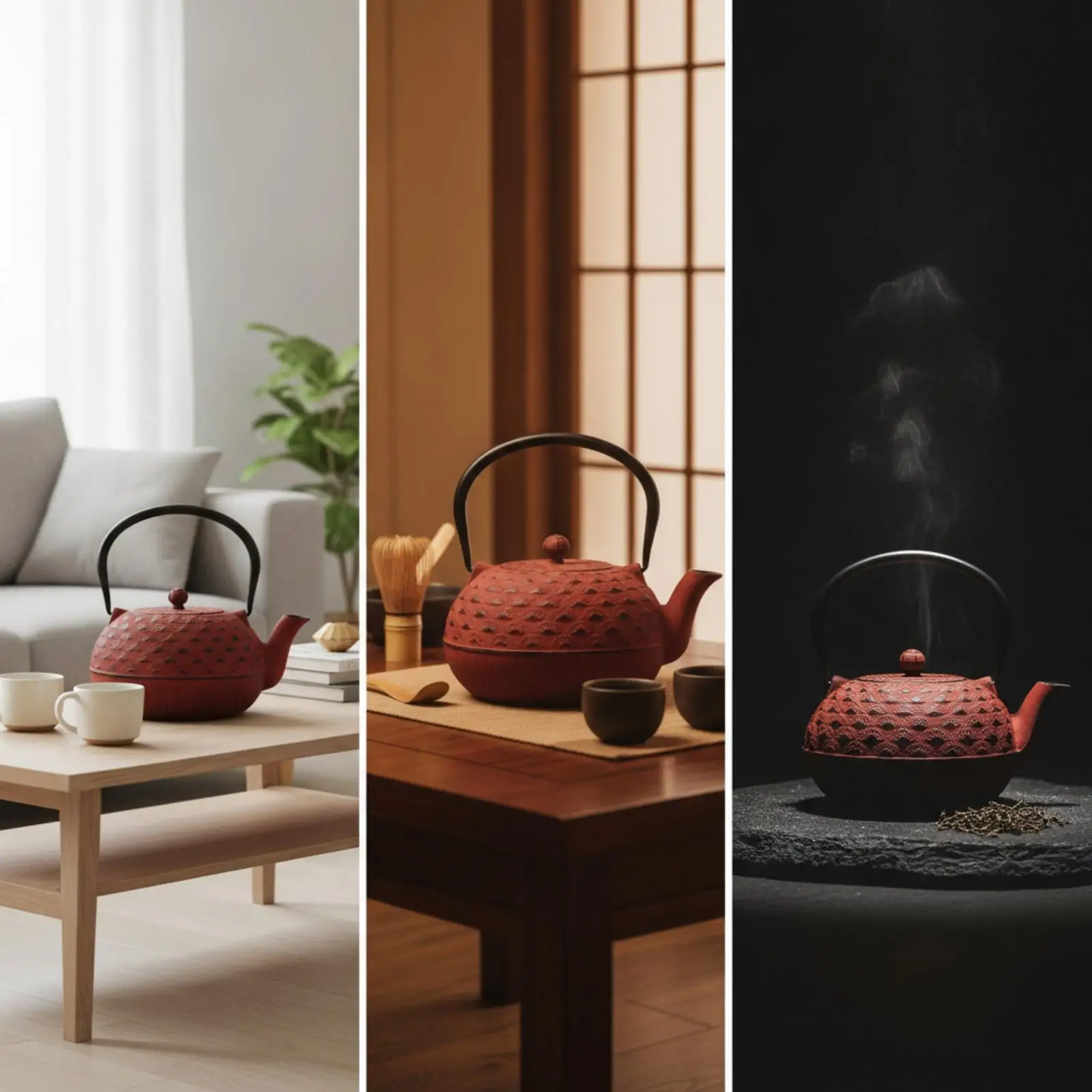 Traditional Cast Iron Teapot for Tea Ceremony 1800ml Sturdy Kettle with Curved Handle and Secure Lid for Daily Brewing Rituals