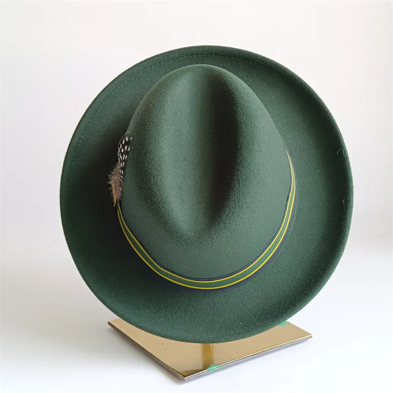 Dark Green Fedora Hat DIY fedora hat small turn-up men's hat retro jazz hat women's role-playing hat mens hat gorras para hom