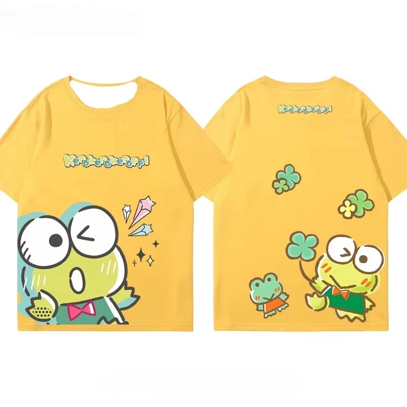 

Cute and Playful Big Eyed Frog Double-sided Printed Children's T-shirt, Summer Pure Cotton Breathable Parent-child Outfit