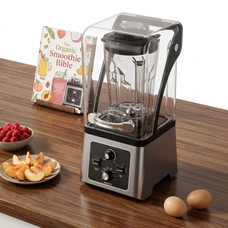 Low Decibel 2300W 2.5L Commercial High Speed Smoothie Machine Blender With Soundproof Enclosure For Milk Tea Shop