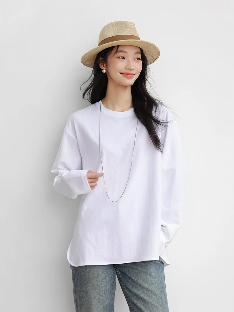 

Охлаждающая футболка с эффектом быстрого высыхания, свободного кроя, с круглым вырезом, длинным рукавом, однотонная, с принтом, новая модель, женский модный топ