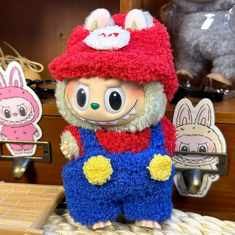 

Для Labubu Mini 17 см одежда виниловая фигурка макарона кулон первого и второго поколения Sit Party Mario labubu детский костюм