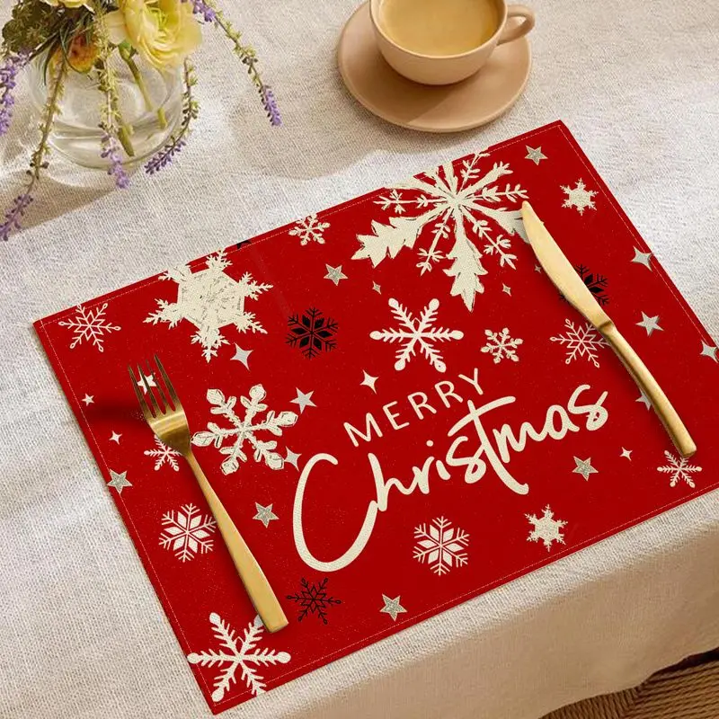 VIKAMA Red Wood Grain Christmas Mat Waterproof and Insulated Table Mat Holiday Party Home Restaurant Table Decoration Mat