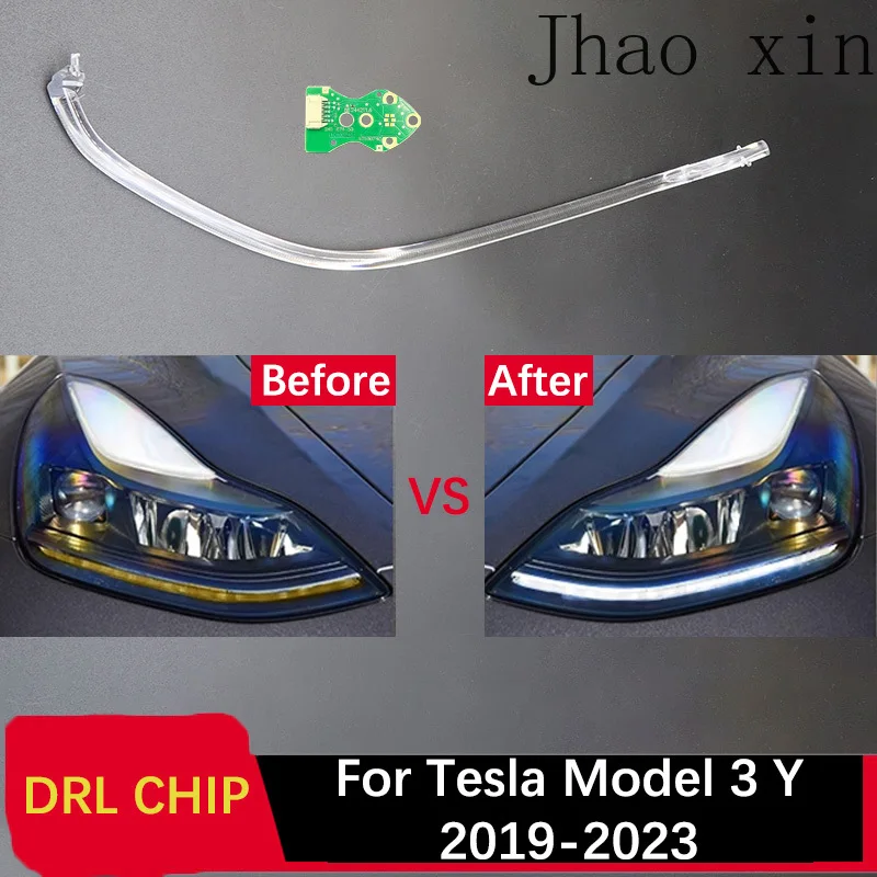 Für Tesla Model 3 Y Weißlicht 2019-2023 Linsenversion Angel Eye Autoscheinwerfer DRL CHIP Lampenröhre Vorschaltgerät Leiterplatte DRL-Lampe