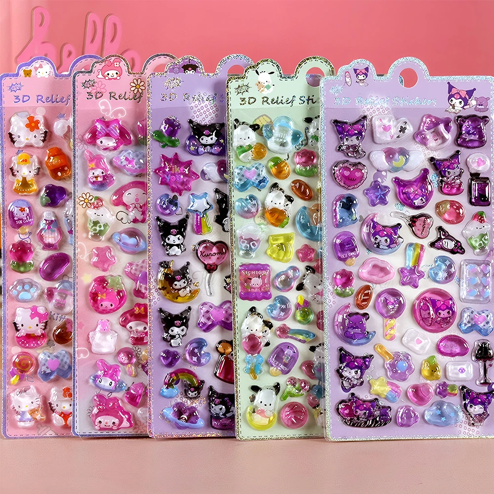 لطيف ميلودي ثلاثية الأبعاد ملصقات الإغاثة Kawaii الفتيات الكرتون كريستال ملصق اليدوية Diy بها بنفسك حساب اليد الشارات الهدايا @ ملصقات سانريو #2