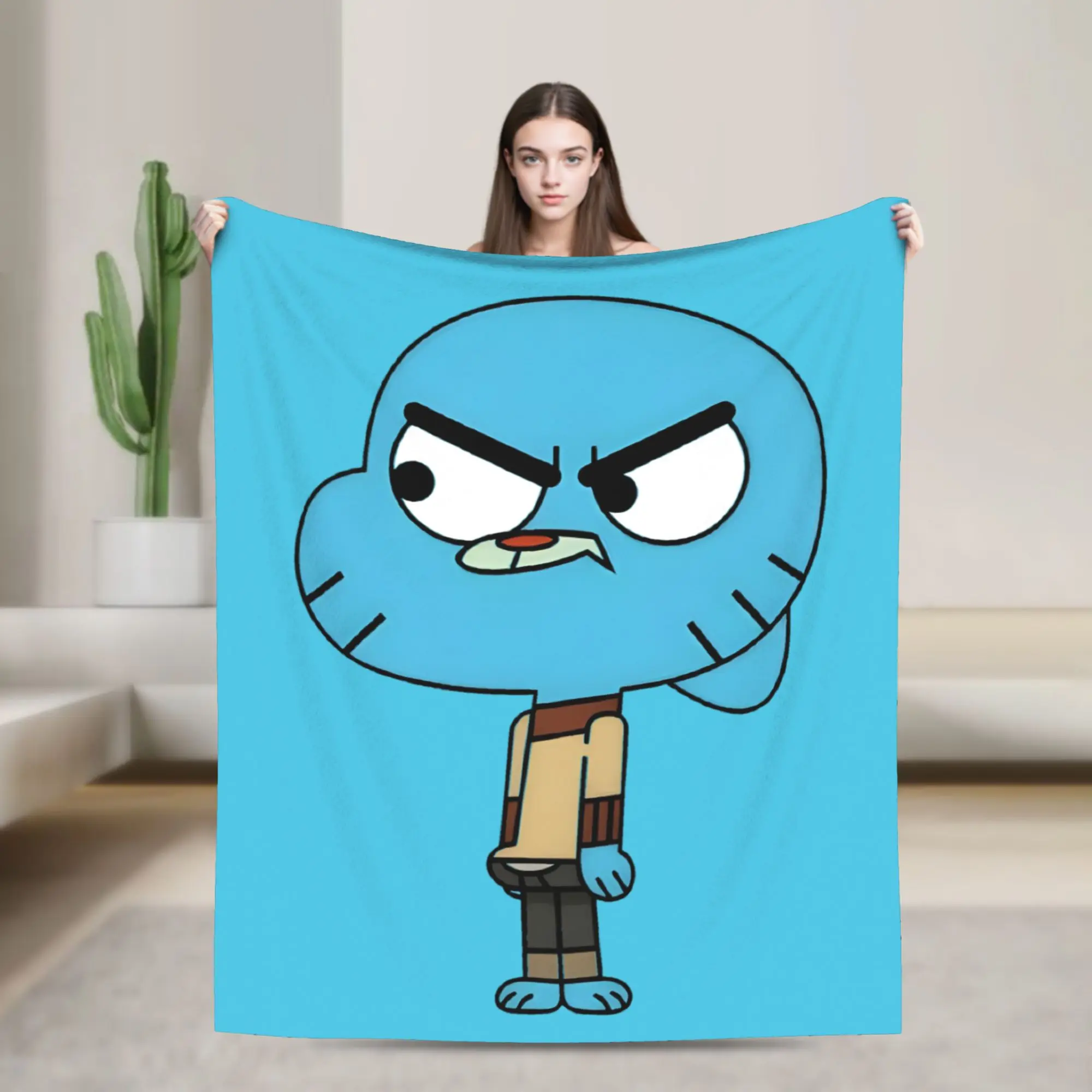 Gumballs Blue Cat Fleece Blankets Funny Throw Blanket for  Sofa Bedding Lounge 200x150cm Plush Thin Quilt,