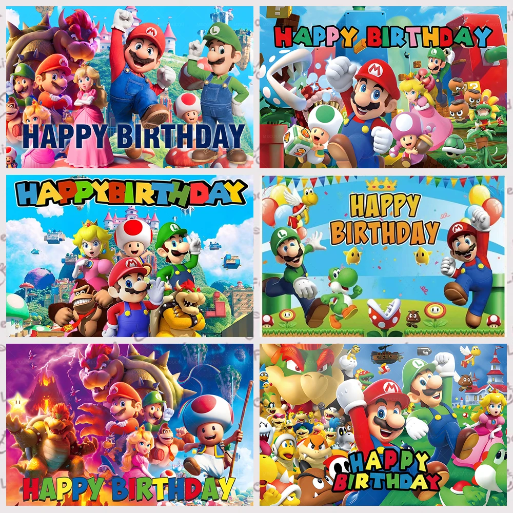 Red Plumber Brick Question Mark Block Green Pipe Mushroom Brother Theme Background Children Boy birthday Party Decoration props