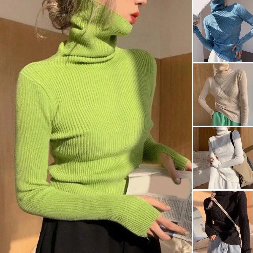 Basic Turtleneck Sweaters Women Gloves Black Slim Pullover Knitted Bottoming Shirt Long-Sleeved Top Jumper Soft Warm